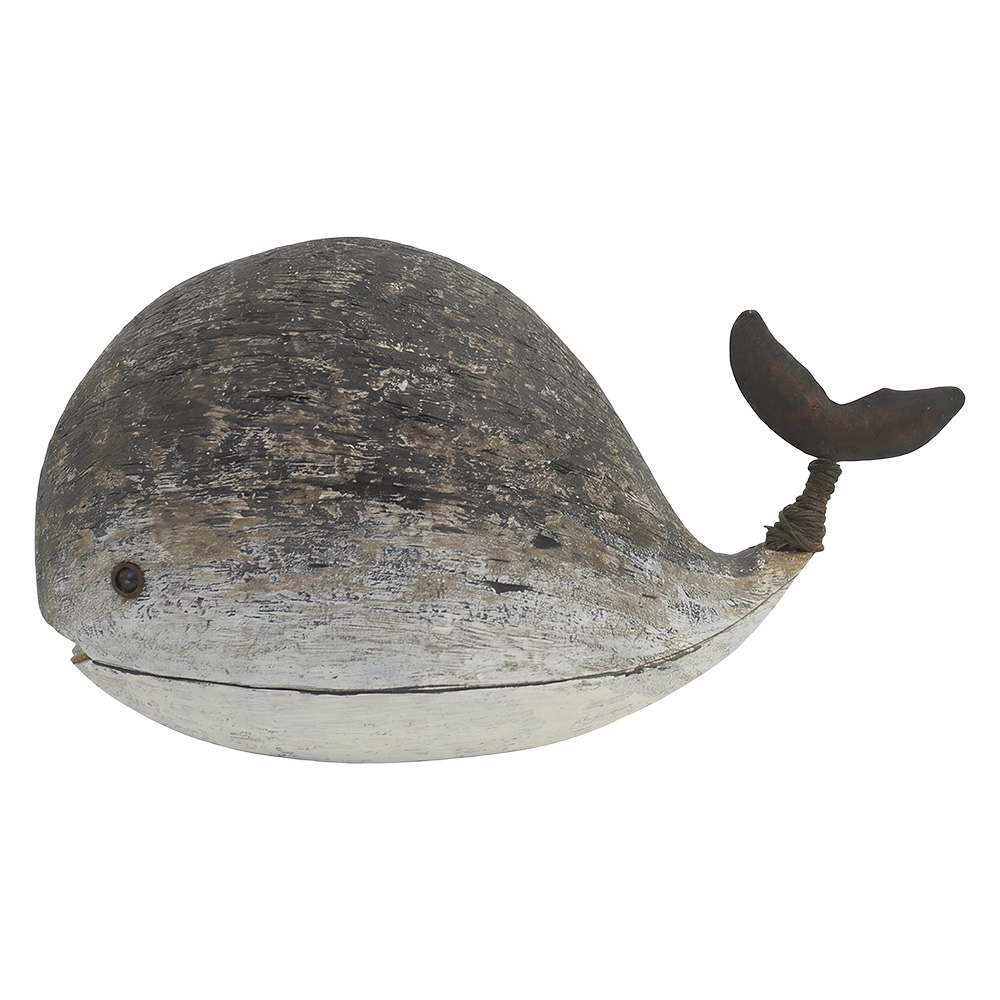 Clayre & Eef | Decoratie Walvis Bruin Wit 26x9x14 cm | 6H2528