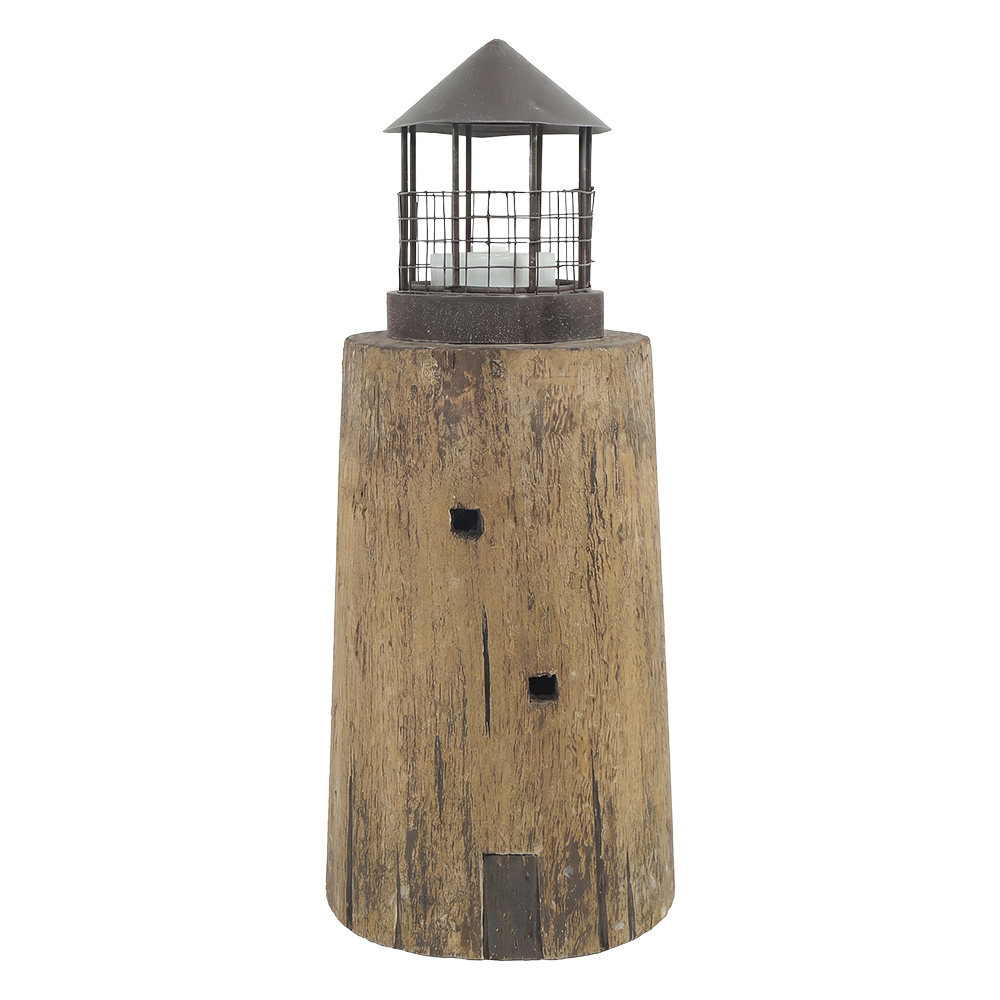Clayre & Eef | Decoratie Vuurtoren Bruin &oslash; 15x36 cm | 6H2531