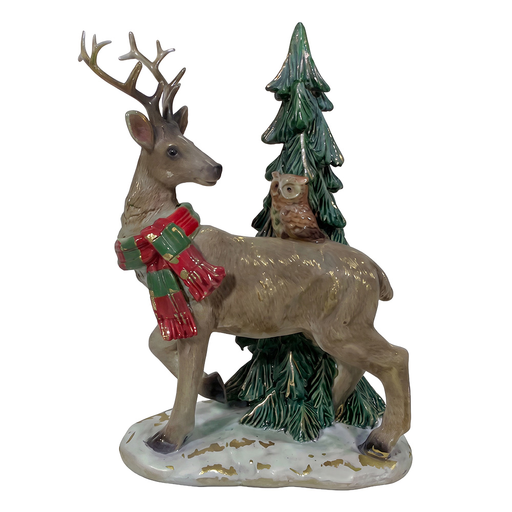 Clayre & Eef | Decoratie Hert Bruin Groen 14x11x20 cm | 6PR6455