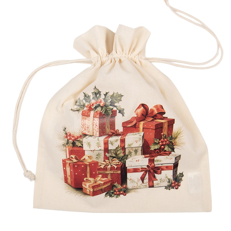 Clayre & Eef | Cadeauzakje Creme  Synthetisch 21x1x25 cm| 66481