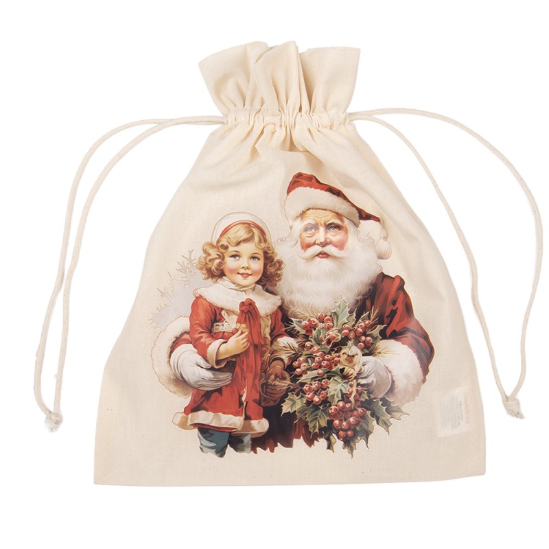 Clayre & Eef | Cadeauzakje Creme  Synthetisch 21x1x25 cm| 66482