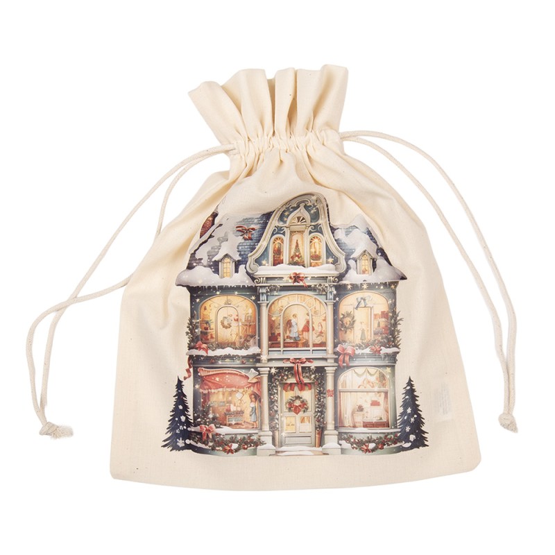 Clayre & Eef | Cadeauzakje Creme  Synthetisch 21x1x25 cm| 66483