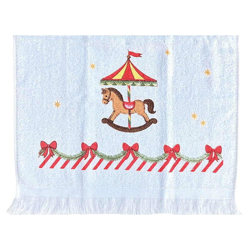 Clayre & Eef | Gastendoekje Wit Bruin Rood 40x66 cm | CTCCD
