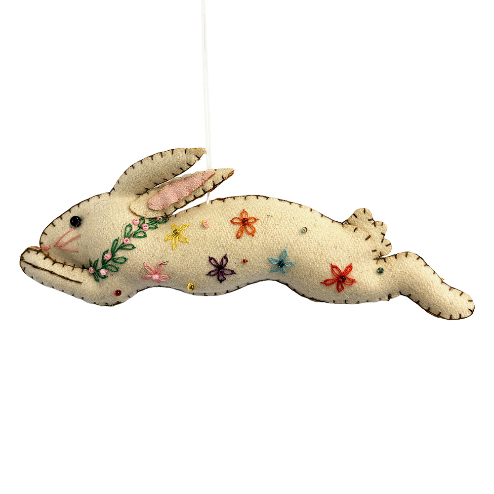 Clayre & Eef | Decoratie Hanger Konijn vilt Beige 17x2x8 cm | 66523