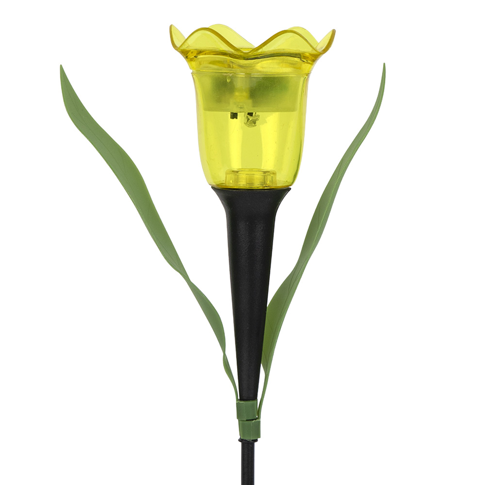 Clayre & Eef | Tuinprikker bloem op zonne-energie Oranje Groen 6x6x31 cm | 6LMS0004
