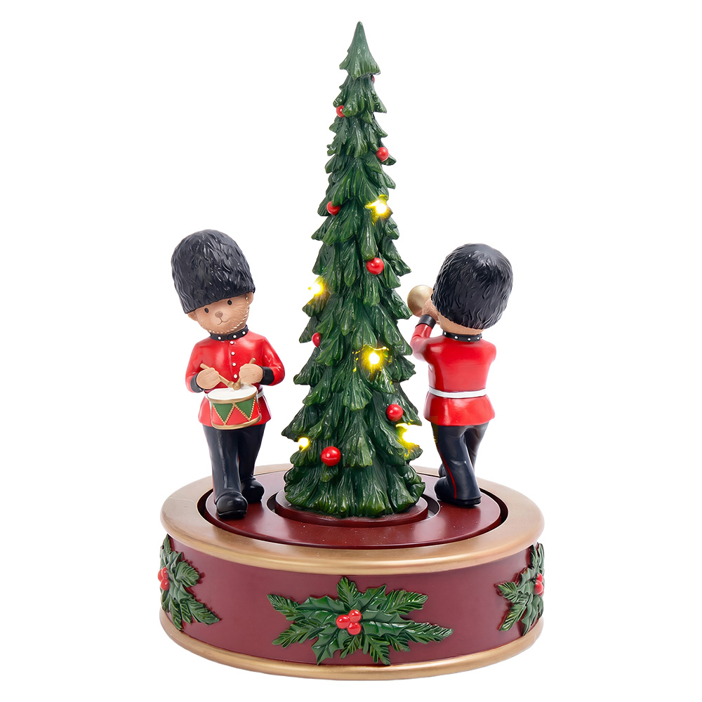 Clayre & Eef | Muziekdoos Kerstboom met LED Groen Rood &oslash; 17x27 cm / 3xAA | 6PR6495