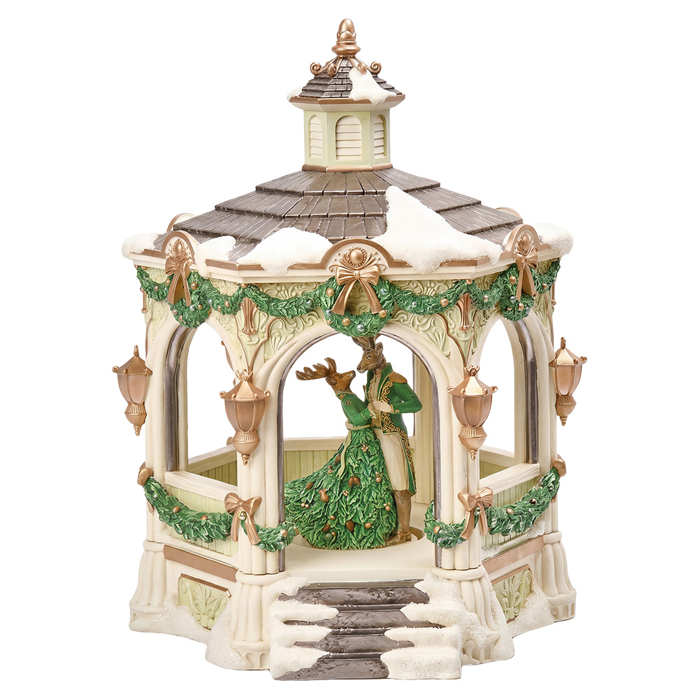 Clayre & Eef | Muziekdoos Prieel met LED Wit Groen 35x33x43 cm / 3xAA | 6PR6498