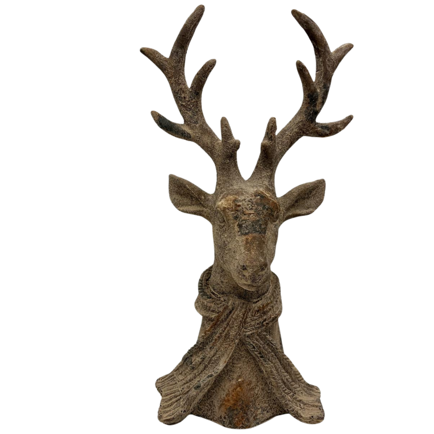 Decoratie Beeld hert sjaal  - grijs 39,5 x 21 x 14 cm - maat L - Countryfield