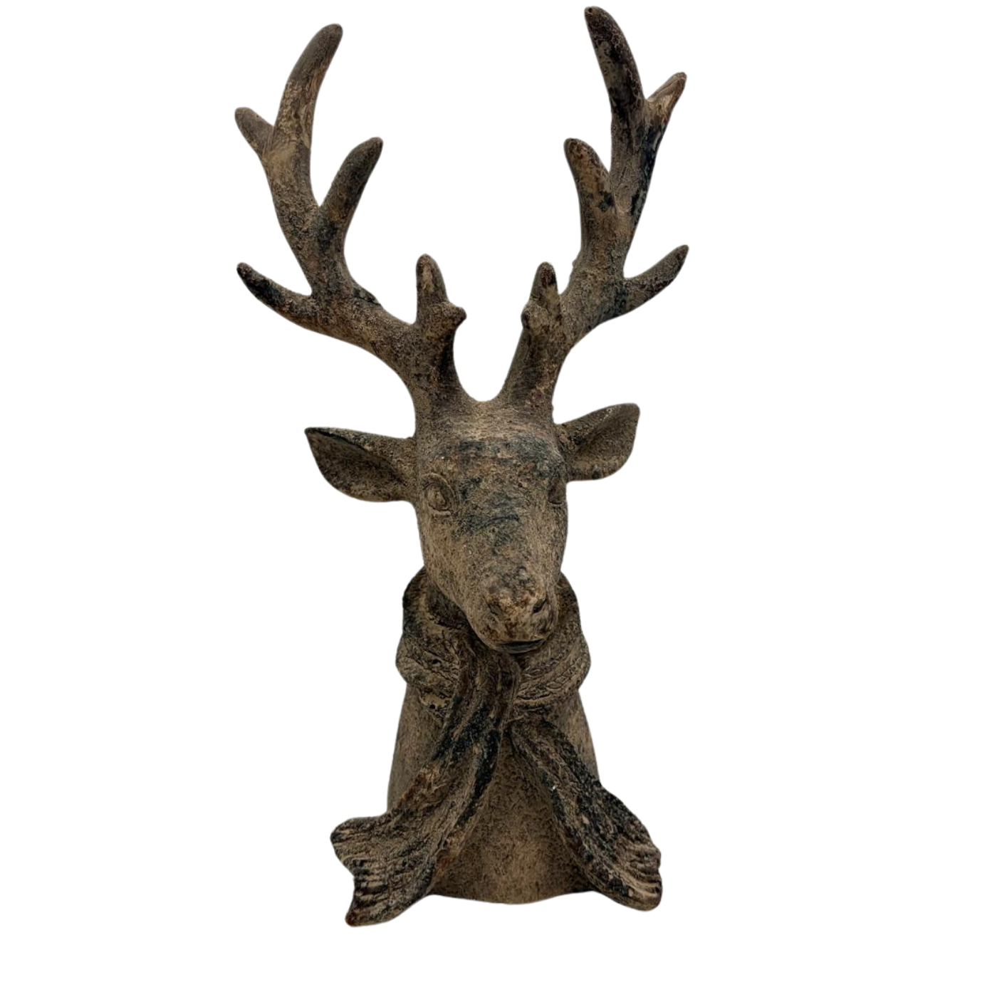 Decoratie Beeld hert sjaal  - grijs 30 x 15,5 x 12 cm - maat M - Countryfield