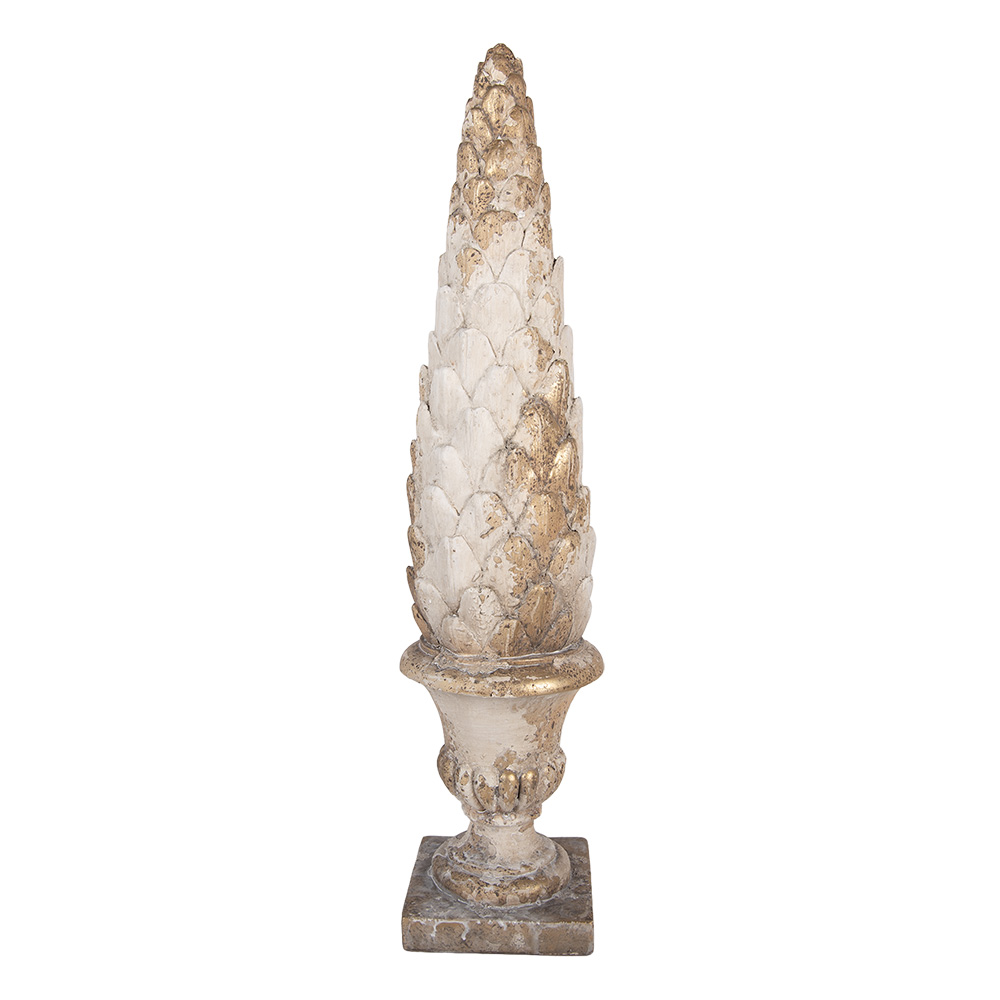 Clayre & Eef | Decoratie Ornament Wit Beige &oslash; 14x60 cm | 5MG0129