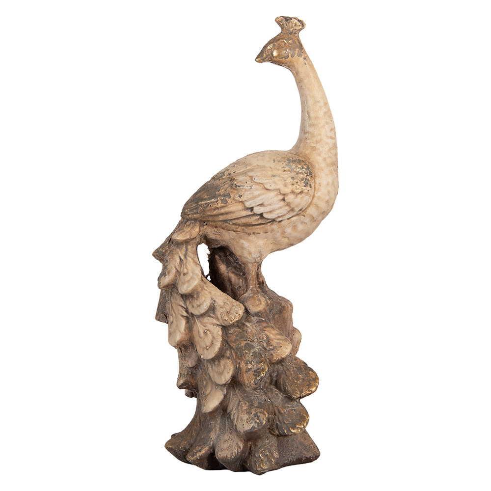 Clayre & Eef | Decoratie Pauw Beige Bruin 19x17x47 cm | 5MG0140