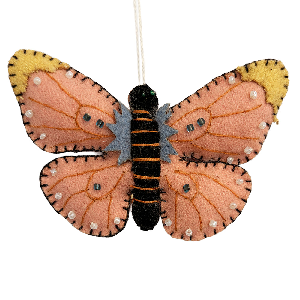 Clayre & Eef | Decoratie hanger Vlinder vilt Roze Bruin 9x2x6 cm | 66515