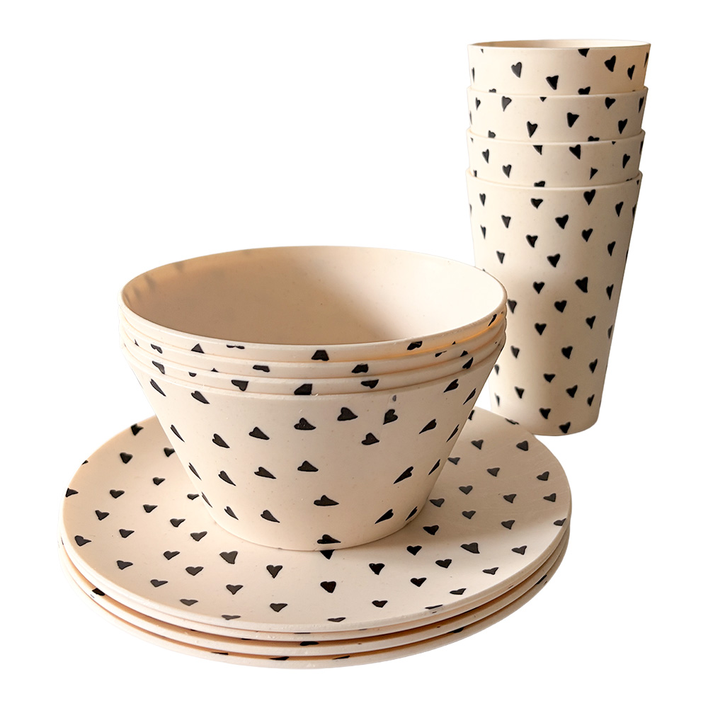 Clayre & Eef | Servies setje picknick (12) Wit Zwart | 67055