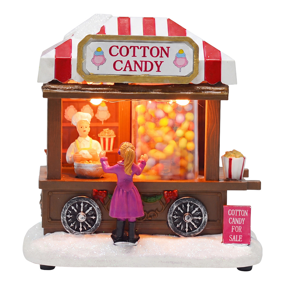 Clayre & Eef | Kerstdecoratie marktkraampje met LED Bruin Rood 14x10x14 cm / 3xAAA | 67141