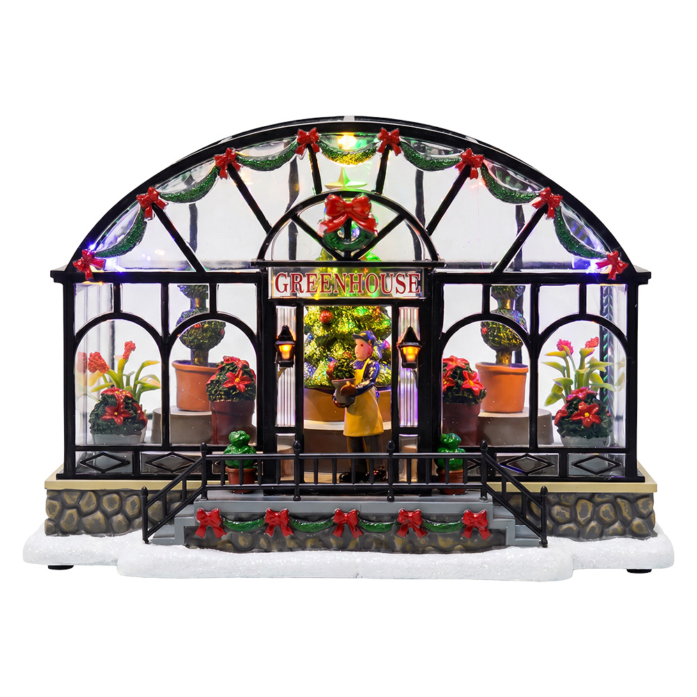 Clayre & Eef | Decoratie Huis met LED Bruin Groen 23x15x15 cm / 3xAA | 67147