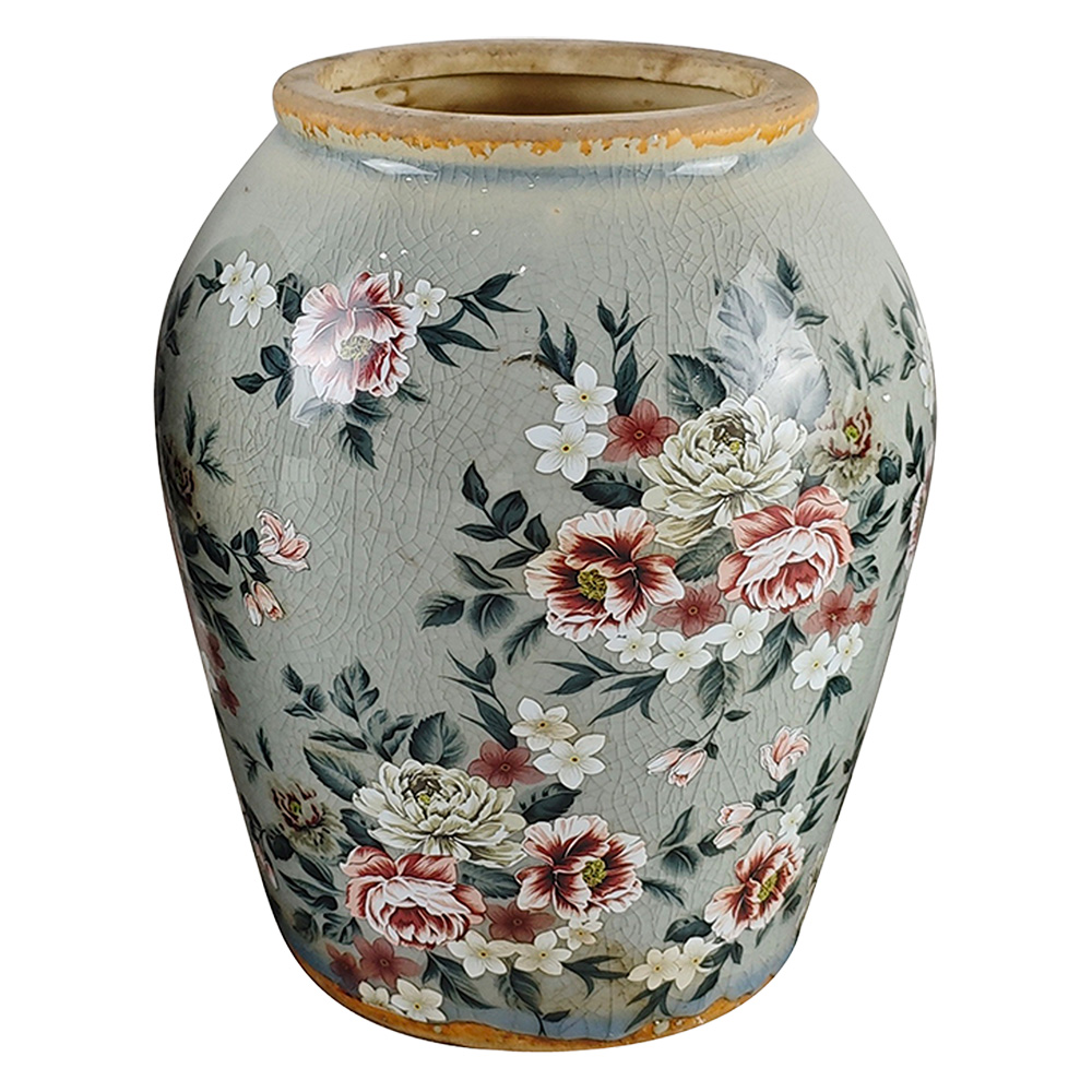 Clayre & Eef | Vaas Grijs Roze &oslash; 16x20 cm | 6CE2546L