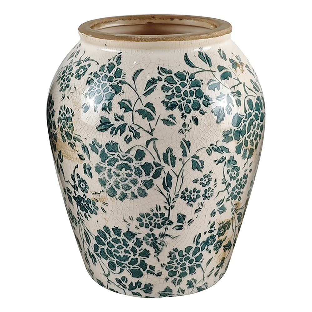 Clayre & Eef | Vaas Beige Groen &oslash; 16x20 cm | 6CE2548L