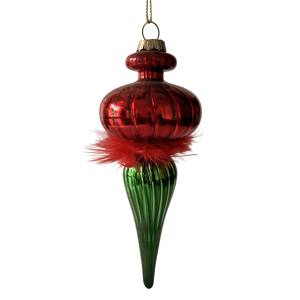 Clayre & Eef | Kerstbal Rood Groen &oslash; 6x18 cm | 6GL4334GG