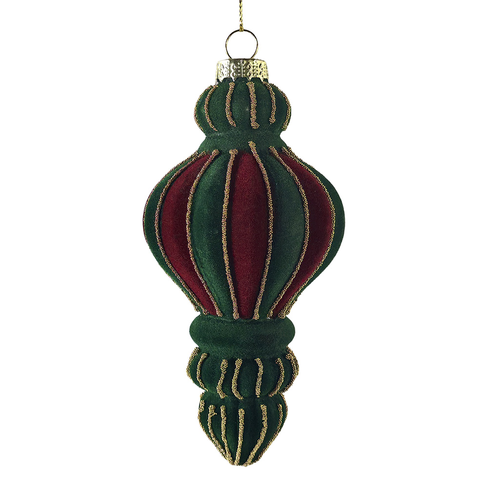 Clayre & Eef | Kerstbal Groen Rood &oslash; 7x14 cm | 6GL5432