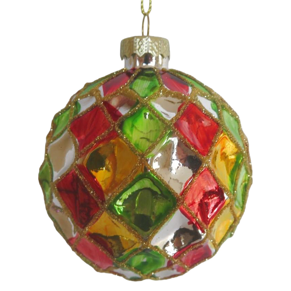 Clayre & Eef | Kerstbal Rood Groen &oslash; 8x8 cm | 6GL5444