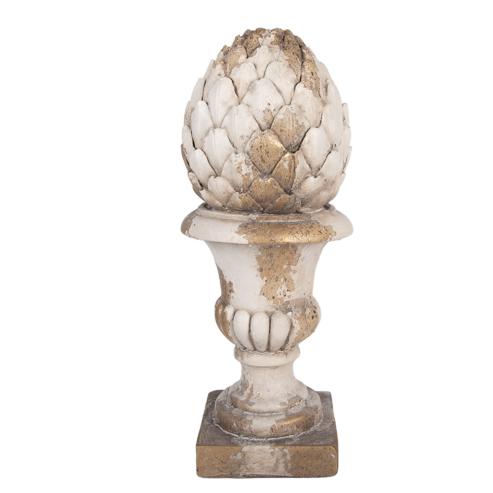 Clayre & Eef | Decoratie Ornament Wit Beige &oslash; 16x41 cm | 6MG0185