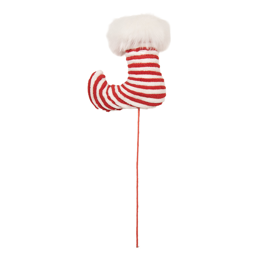 Clayre & Eef | Kerstdecoratie Laars Rood Wit 13x6x41 cm | 6PF0028