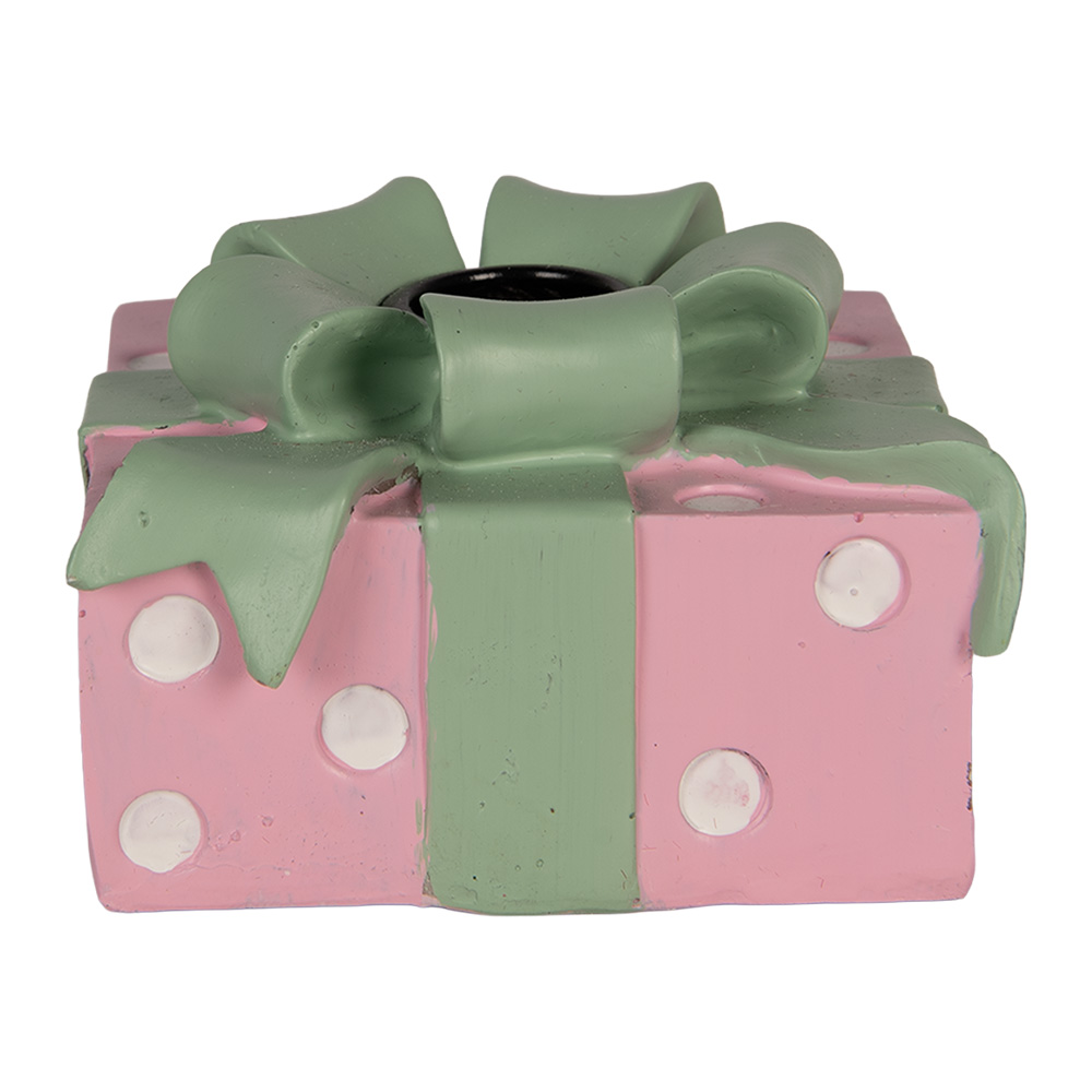 Clayre & Eef | Kandelaar Roze Groen 9x10x6 cm | 6PR6391