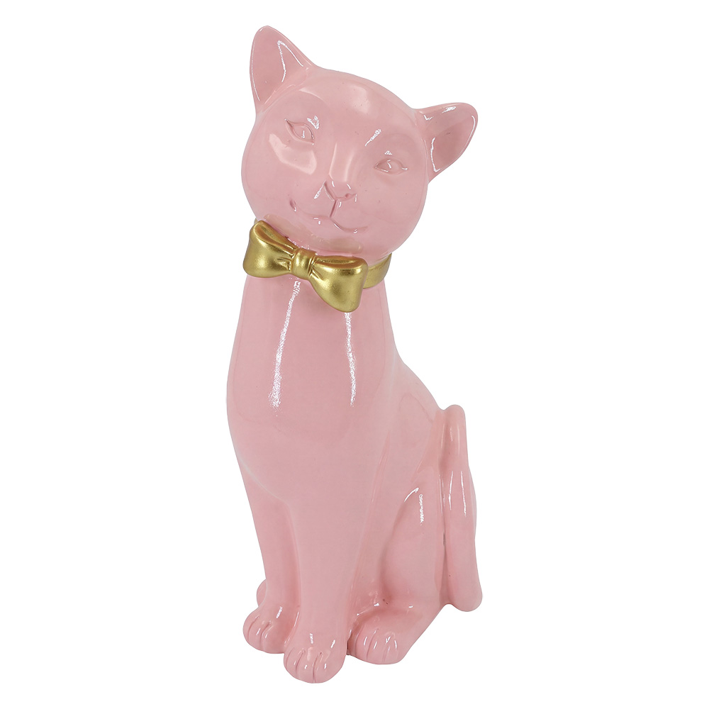 Clayre & Eef | Decoratie Beeld Kat Roze 11x9x25 cm | 6PR6447