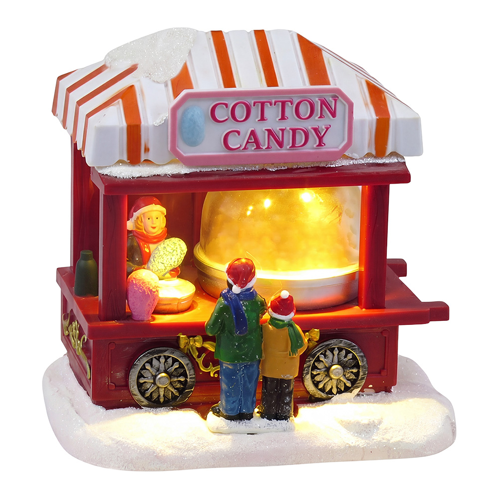 Clayre & Eef | Kerstdecoratie marktkraampje met LED Rood Wit 14x9x13 cm / 3xAAA | 6PR6522