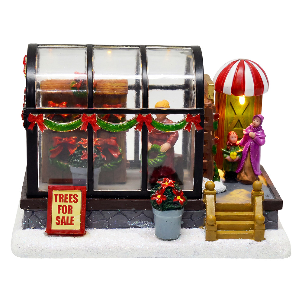 Clayre & Eef | Decoratie Huis met LED Bruin Rood 15x11x11 cm / 3xAAA | 6PR6530
