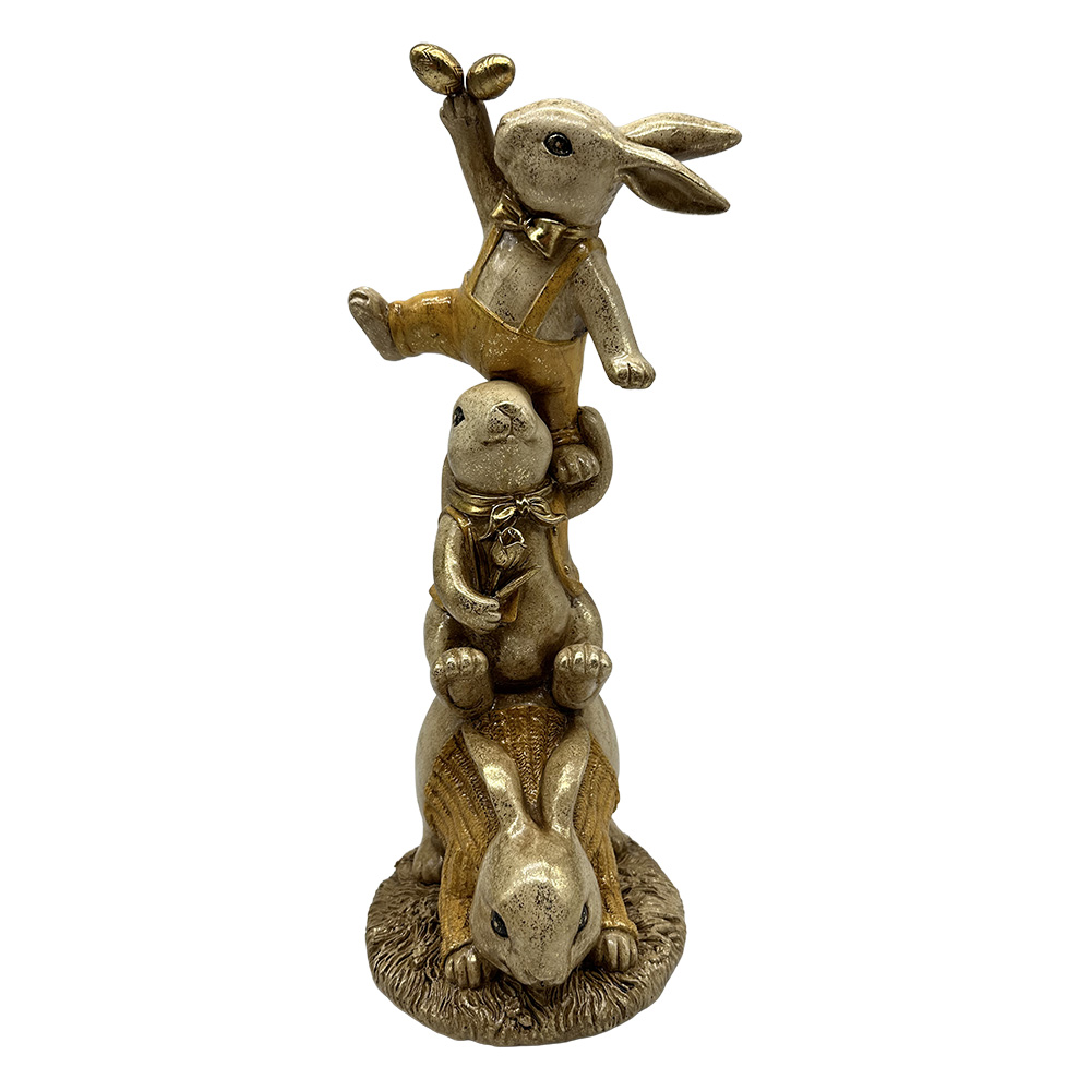 Clayre & Eef | Decoratie Konijnen Wit Goudkleurig 16x15x34 cm | 6PR6563