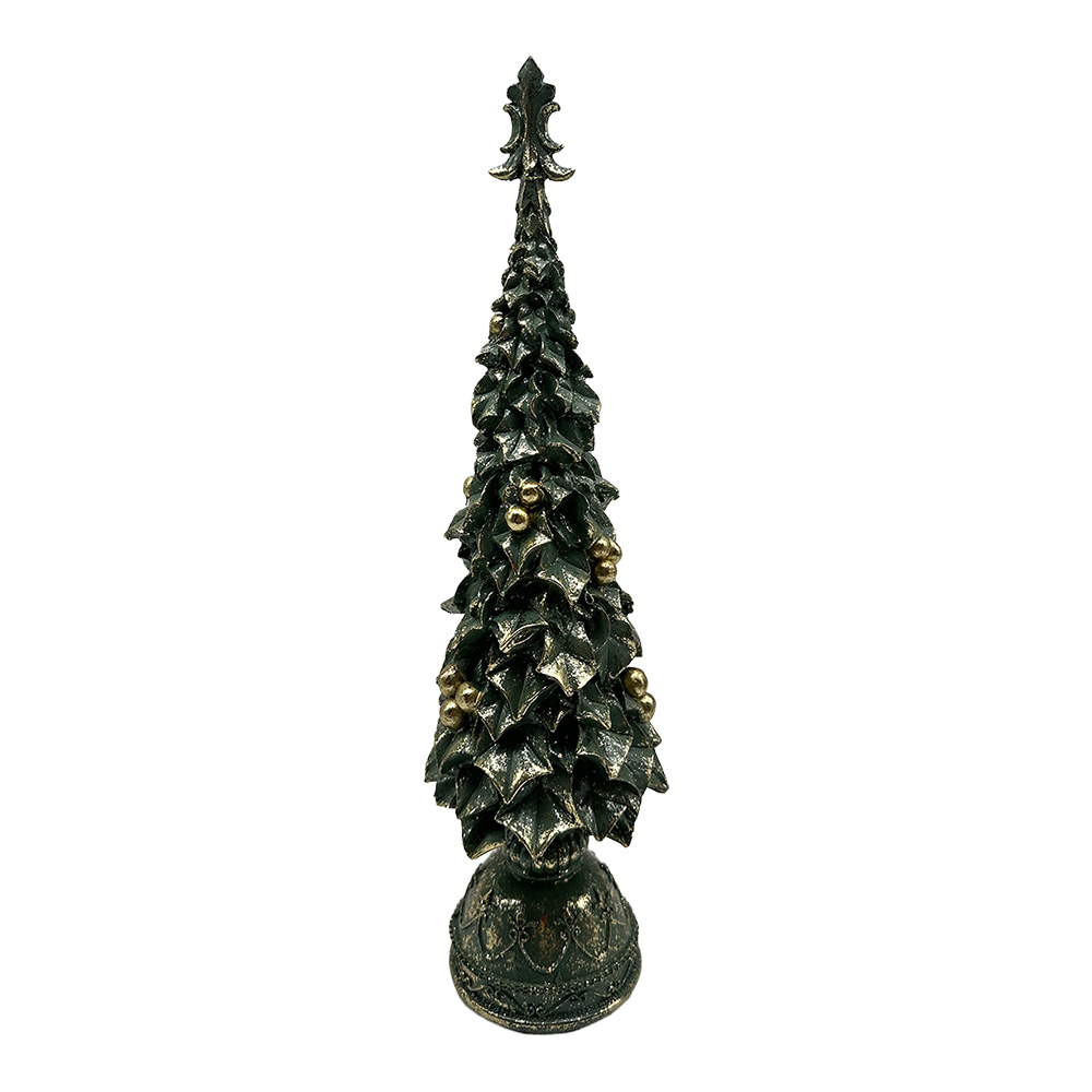 Clayre & Eef | Kerstdecoratie Kerstboom Groen Goudkleurig &oslash; 10x38 cm | 6PR6568