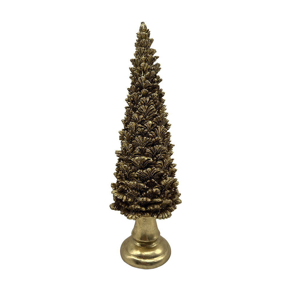 Clayre & Eef | Kerstdecoratie Kerstboom Groen Goudkleurig &oslash; 12x43 cm | 6PR6569