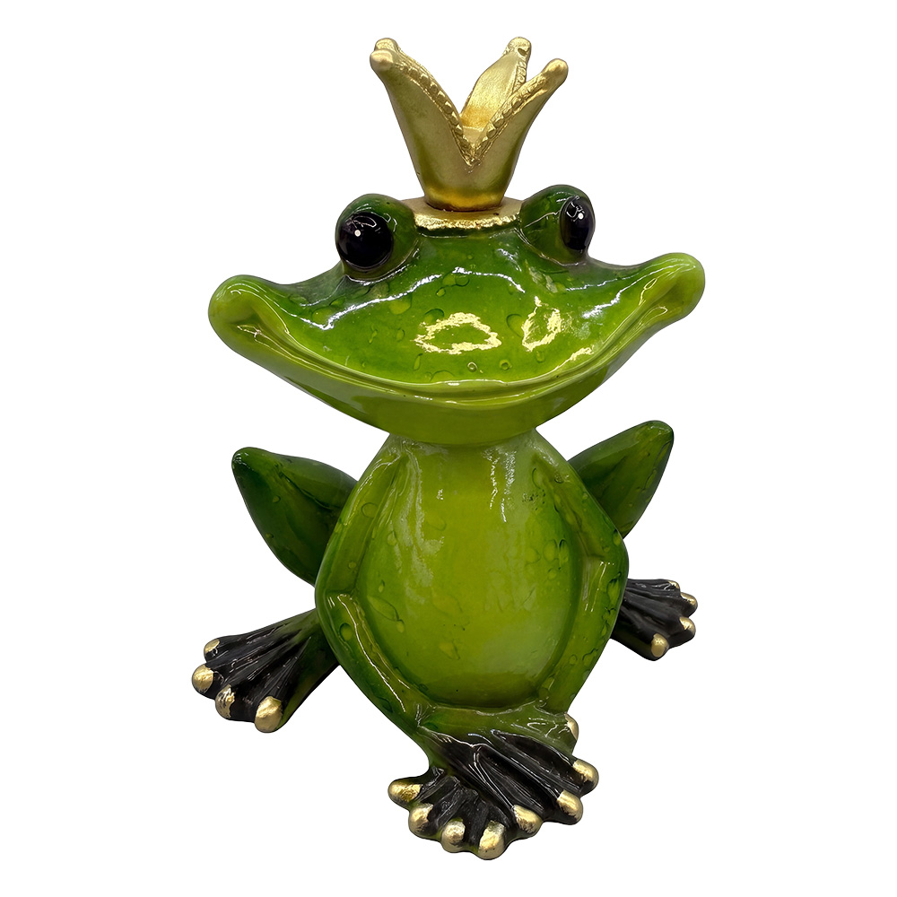 Clayre & Eef | Decoratie Kikker Groen Goudkleurig 10x11 cm | 6PR6659