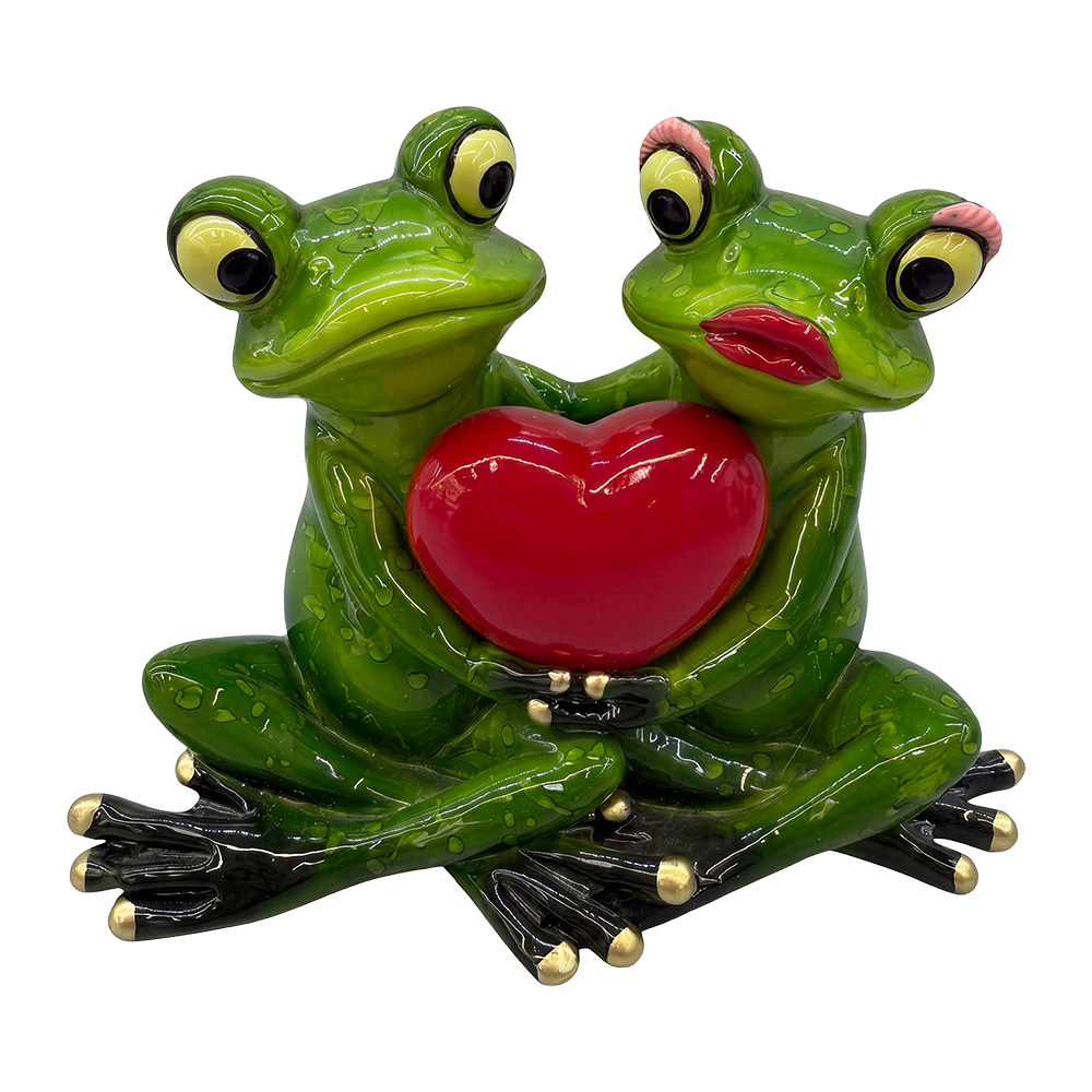 Clayre & Eef | Decoratie Kikkers Groen Rood 12x9 cm | 6PR6670