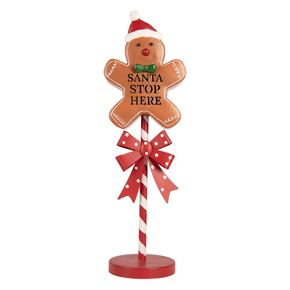 Clayre & Eef | Decoratie peperkoekpop Bruin Rood 17x14x53 cm | 6Y6044