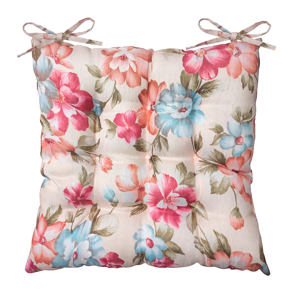 Clayre & Eef | Stoelkussen met foam Beige Roze 40x40x4 cm | KG029.006