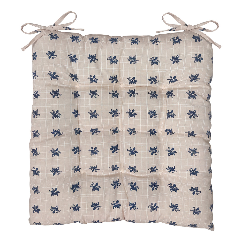 Clayre & Eef | Stoelkussen met foam Beige Blauw 40x40x4 cm | KG029.011
