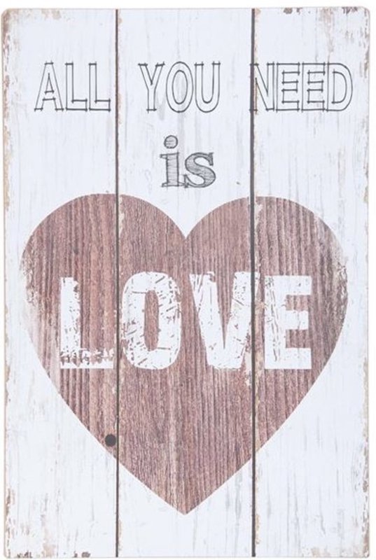 Tekstbord hout all you need is love | 5H0154 | Clayre & Eef