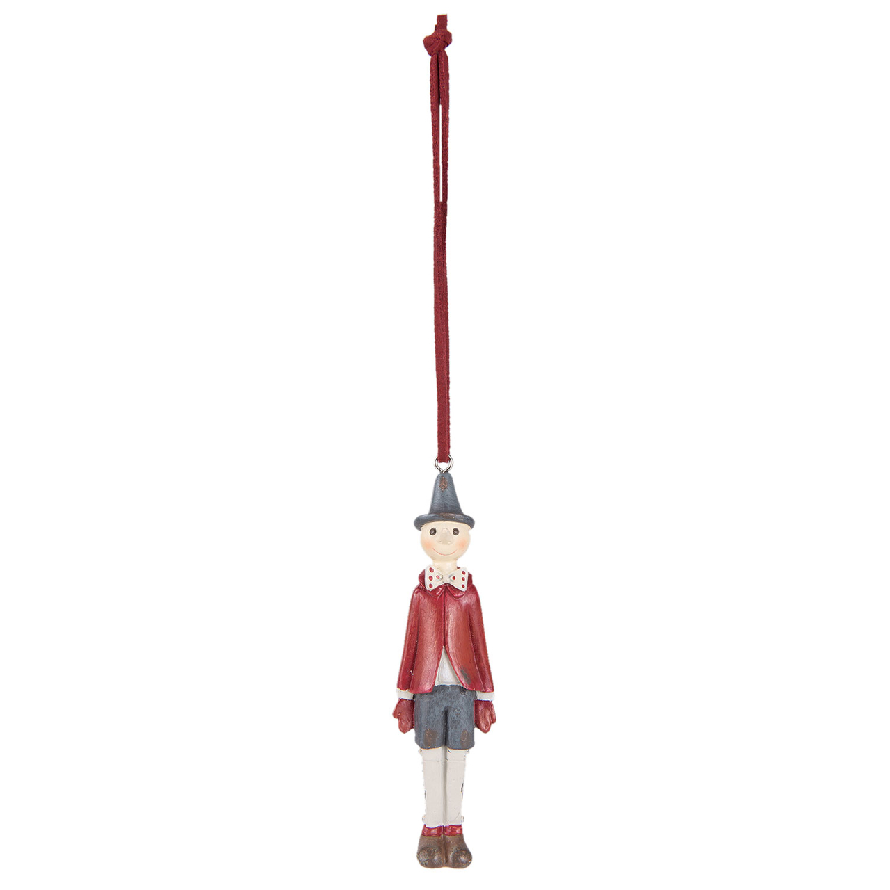 Hanger Decoratie figuur Pinokkio 3*2*11 cm Rood | 6PR2245 | Clayre & Eef