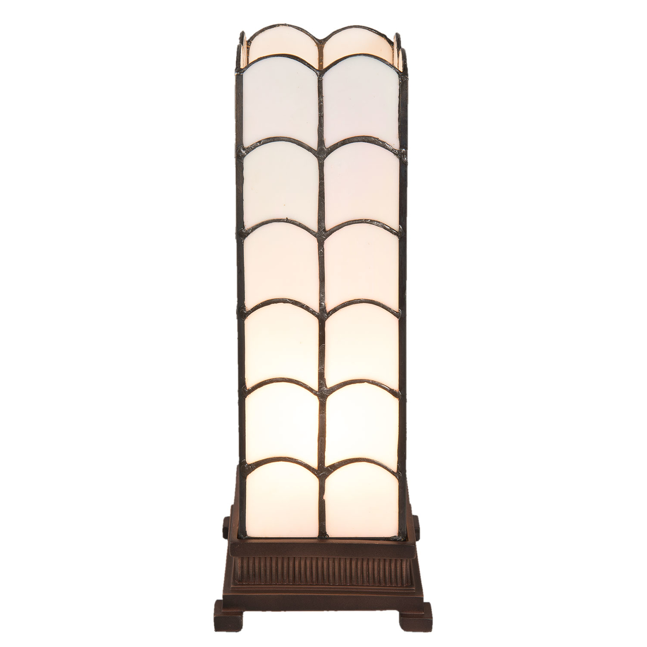 Tafellamp Tiffany 14*14*36 cm E14/max 1*25W Wit | 5LL-5929 | Clayre & Eef