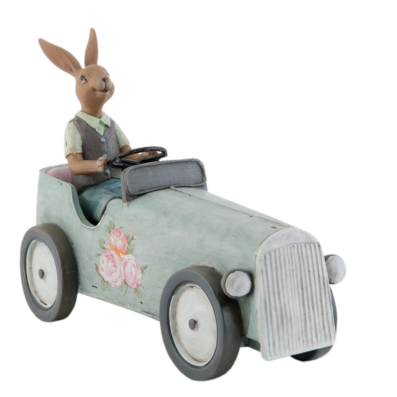 Decoratie konijn in auto 22*9*17 cm | Grijs | 6PR0703 | Clayre & Eef