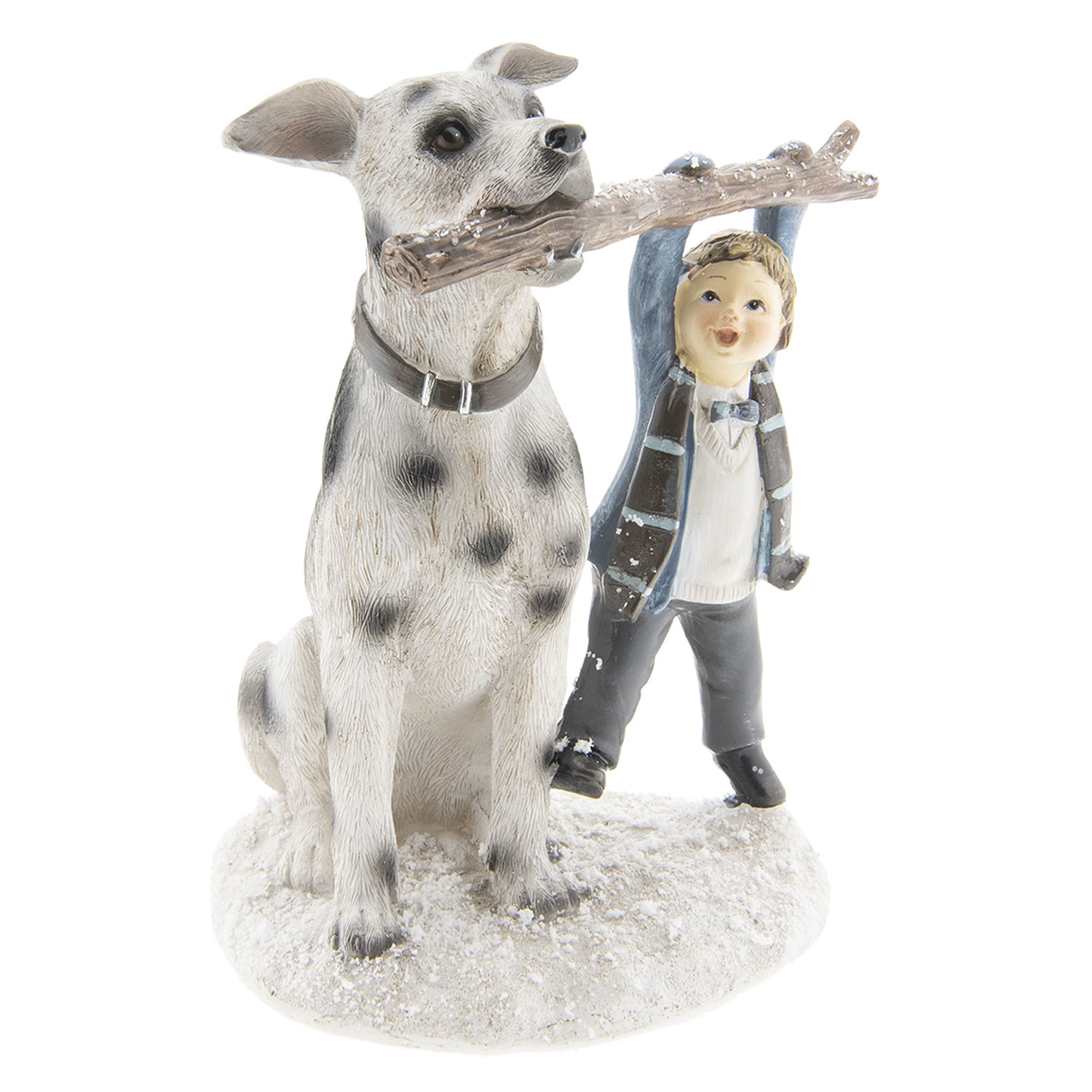 Decoratie kind met hond 14*13*18 cm Multi | 6PR2408 | Clayre & Eef