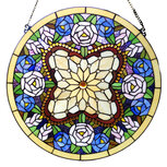 Glaspaneel Tiffany ø 60*1 cm | Groen | 5LL-6026 | Clayre & Eef Glaspaneel Tiffany ø 60*1 cm | Groen | 5LL-6026 | Clayre & Eef