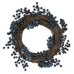 Clayre & Eef | Kerstkrans Buiten Bruin, Blauw ø 35*16 cm | 64582