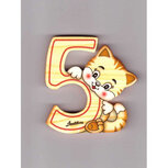 Cijfer 5 met poes hout | Bartolucci Cijfer 5 met poes hout | Bartolucci