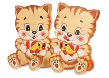 Houten kapstok 2 poezen met 4 knoppen | Bartolucci Houten kapstok 2 poezen met 4 knoppen | Bartolucci