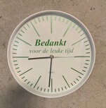 Klok wit / groen bedankt voor de leuke tijd | Juf & Meester