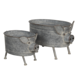 Clayre & Eef | Plantenstandaard Binnen Set van 2 Grijs 40x27x27 / 28x20x21 cm | 6Y4175 Clayre & Eef | Plantenstandaard Binnen Set van 2 Grijs 40x27x27 / 28x20x21 cm | 6Y4175