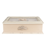 Clayre & Eef | Theedoos 9 vakken Beige 32x26x9 cm | 6H2029 Clayre & Eef | Theedoos 9 vakken Beige 32x26x9 cm | 6H2029